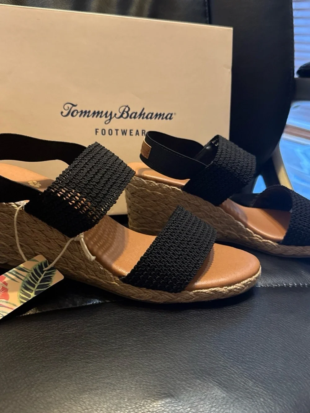 Brand new size 8.5 Tommy Bahama Women's Black Woven Espadrille Wedge Sandals